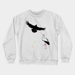 STORK FLIRTING WITH RAVEN Crewneck Sweatshirt